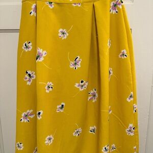 Who What Wear yellow floral A-line skirt